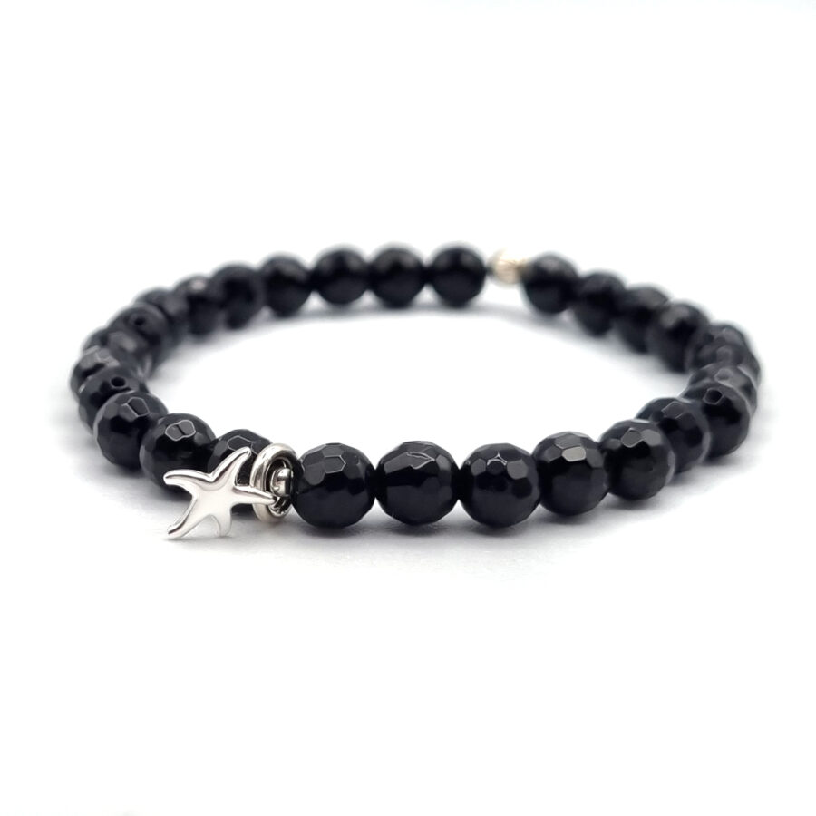 ARMBAND Onyx mit Seestern aus Silber, UNIKAT