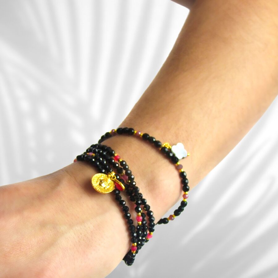 ARMBAND Onyx zart mit Perlmutt