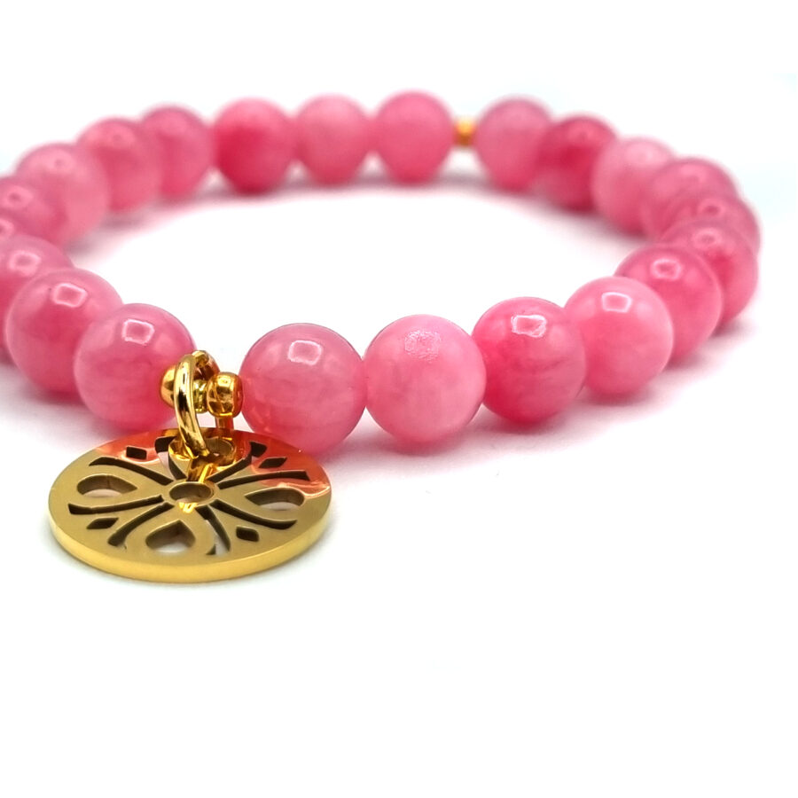 ARMBAND Jade Pink mit Anhänger goldfarben