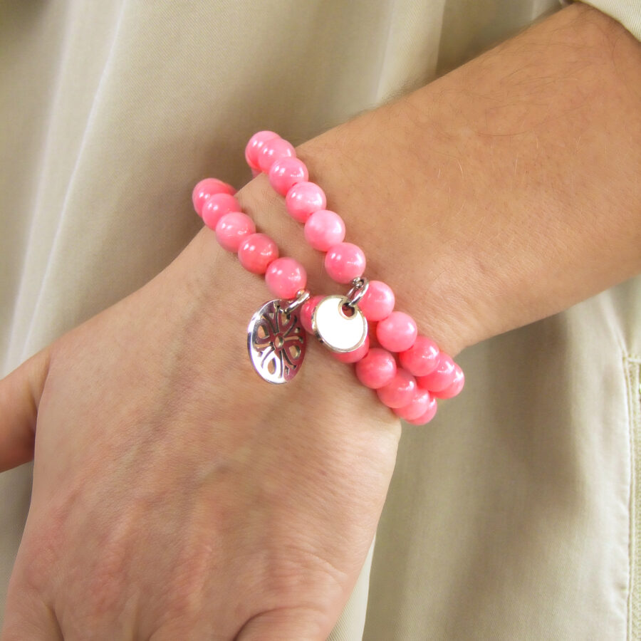 ARMBAND Jade Pink mit Anhänger Perlmutt